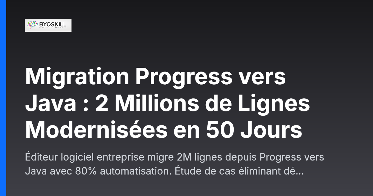 Migration Progress vers Java : 2 Millions de Lignes Modernisées en 50 Jours